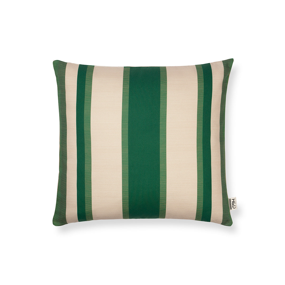 Green Stripe No. 3: Green and white striped cushion