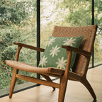 Flower Field No.1 : Floral Green and Pink Cushion